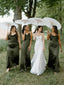 Simple Spaghetti Straps Cross Back Satin Bridesmaid Dresses Online, BG394