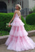 Formal Spaghetti Strap Sleeveless A-line Tulle Evening Prom Dresses Online, OLP995