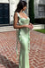 Sexy Spaghetti Strap Sleeveless Mermaid Satin Long Prom Dresses Online, OLP599