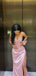 Elegant Pink Sweetheart Sleeveless Mermaid Satin Long Evening Prom Dresses Online, OLP759