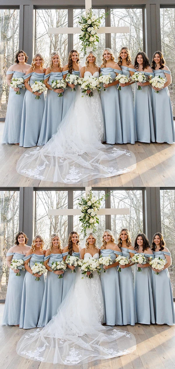 Elegant Off Shoulder A-line Light Blue Bridesmaid Dresses Online, BG39 RomanBridal Elegant Off Shoulder A-line Light Blue Bridesmaid Dresses Online, BG39 RomanBridal