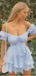 Elegant Off-shoulder Sleeveless A-line Chiffon Short Homecoming Dresses For Party Online, HD0995