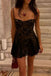 Sexy Spaghetti Strap Sleeveless A-line Black Lace Homecoming Dresses For Party Online, HD1102