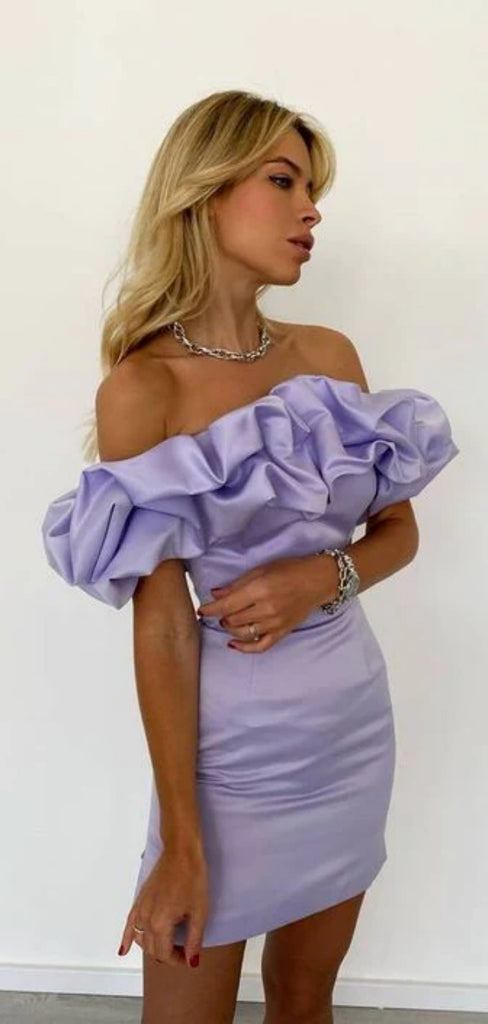 Sexy Off-shoulder Sleeveless Mermaid Satin Short Homecoming Dresses For Party Online, HD1022