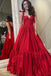 Formal Spaghetti Strap Sleeveless A-line Satin Long Prom Dresses Online, OLP623