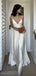 Soft Spaghetti Strap V-neck Sleeveless A-line Satin Long Prom Dresses Online, OL511