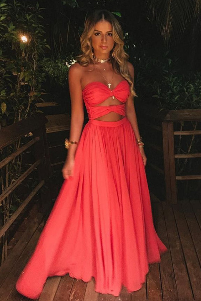 Soft Sweetheart Sleeveless A-line Satin Long Evening Prom Dresses Online, OLP723