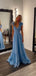 Elegant V-neck Sleeveless A-line Satin Evening Prom Dresses Online, OLP884