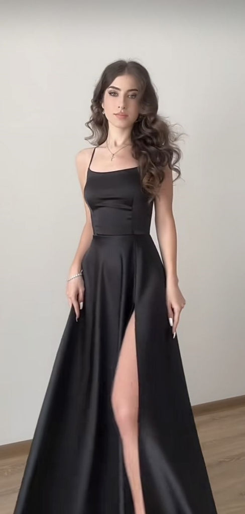 Soft Spaghetti Strap Sleeveless Mermaid Satin Evening Prom Dresses Online, OLP888