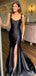 Sexy Spaghetti Strap Satin Black Mermaid Long Prom Dress With Trailing Online, OL303