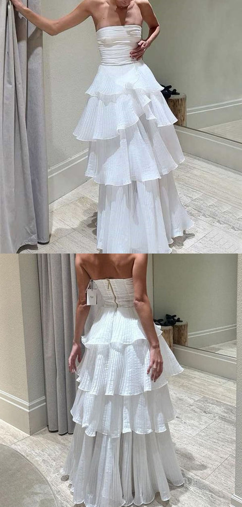 Cute Sweetheart Sleeveless A-line Tulle Ruffles Long Prom Dresses Online, OL539