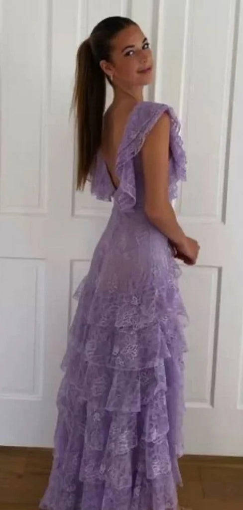 Cute V-neck Sleeveless Mermaid Tulle Long Evening Prom Dresses Online, OLP767