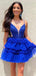 Sexy Spaghetti Strap V-neck Sleeveless Short A-line Tulle Homecoming Dresses For Party Online, HD0859