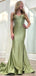 Gorgeous Spaghetti Strap Sleeveless Satin Mermaid Long Prom Dresses With Trailing For Party Online, OL351