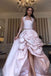 Formal Halter Sleeveless A-line Satin Long Prom Dresses Online, OLP611