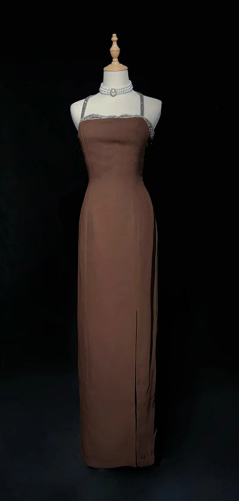 Sexy Spaghetti Strap Sleeveless Mermaid Jersey Long Prom Dresses With Slit  For Party Online, OL423