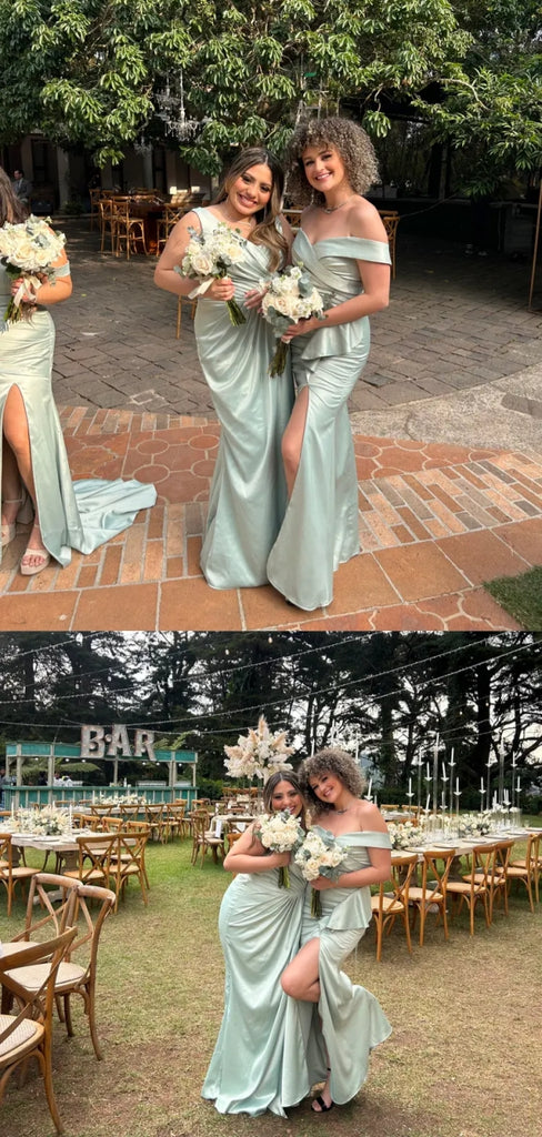 Sexy Mismatched Sleeveless Mermaid Satin Floor Length Bridesmaid Dresses Online, BG825