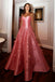 Elegant Sweetheart Sleeveless A-line Satin Long Evening Prom Dresses Online, OLP687