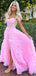 Unique Off-shoulder Pink Tulle A-line Long Prom Dress With Trailing Online, OL311