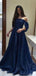 Formal Off-shoulder Sleeveless A-line Satin Long Prom Dresses Online, OLP615