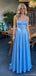 Sexy Spaghetti Strap Sleeveless A-Line Satin Evening Prom Dresses Online, OLP1023