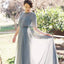Chiffon Half Sleeves A-line Grey Long Bridesmaid Dresses Online, BG408