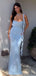 Elegant Blue Spaghetti Strap Mermaid Long Prom Dress Ideas, Evening Party Dresses, OLP1467