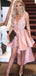 Elegant Pink Spaghetti Strap High Low  Homecoming Dresses For Birthday Party,HD1176