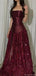 Elegant Red Sweetheart A-Line Long Prom Dress Ideas, Evening Party Dresses, OLP1556