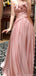 Floral Pink Sweetheart A-Line Long Prom Dress Ideas, Evening Party Dresses, OLP1607