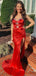 Elegant Red Sweetheart Mermaid Side Slit Long Prom Dress Ideas, Evening Party Dresses, OLP1660