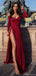 Sexy Red Long Sleeve Mermaid Side Slit Long Prom Dress Ideas, Evening Party Dresses, OLP1431