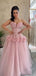 Elegant Pink Sweetheart A-Line Long Prom Dress Ideas, Evening Party Dresses, OLP1593