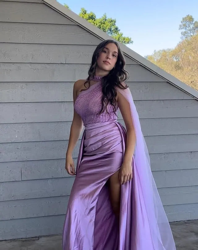 Unique Lavender One-Shoulder Mermaid Long Prom Dress Ideas, Evening Party Dresses, OLP1674