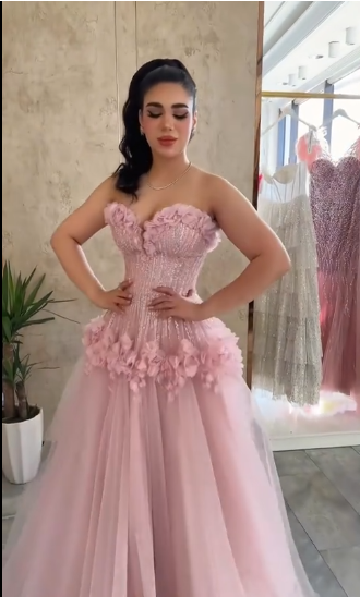 Elegant Pink Sweetheart A-Line Long Prom Dress Ideas, Evening Party Dresses, OLP1593