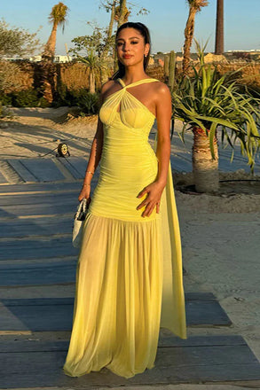 Unique Yellow Sweetheart Mermaid Side Slit Long Prom Dress Ideas, Evening Party Dresses, OLP1355