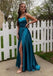 Popular Blue Spaghetti Strap Mermaid Side Slit Long Prom Dress Ideas, Evening Party Dresses, OLP1646