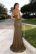 Elegant Olive Green Sequin Prom Dress Strapless Floor Length Evening Gown,OLP1973