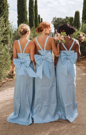 Elegant Blue Spaghetti Strap Sleeveless Mermaid Long Bridesmaid Dresses Online, BG912