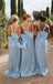 Elegant Blue Spaghetti Strap Sleeveless Mermaid Long Bridesmaid Dresses Online, BG912