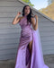 Unique Lavender One-Shoulder Mermaid Long Prom Dress Ideas, Evening Party Dresses, OLP1674