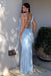 Elegant Blue Spaghetti Strap Mermaid Long Prom Dress Ideas, Evening Party Dresses, OLP1467