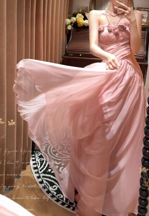 Floral Pink Sweetheart A-Line Long Prom Dress Ideas, Evening Party Dresses, OLP1607