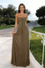 Elegant Olive Green Sequin Prom Dress Strapless Floor Length Evening Gown,OLP1973