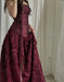 Elegant Red Sweetheart A-Line Long Prom Dress Ideas, Evening Party Dresses, OLP1556