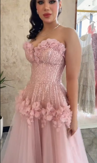 Elegant Pink Sweetheart A-Line Long Prom Dress Ideas, Evening Party Dresses, OLP1593