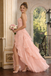 Classy Blush Pink High-Low Prom Gown Ruffled Chiffon Strapless Dress,OLP1916