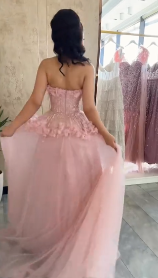 Elegant Pink Sweetheart A-Line Long Prom Dress Ideas, Evening Party Dresses, OLP1593