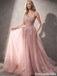 Unique Strapless Corset Prom Dress Dusty Pink Tulle Ball Gown with Appliques,OLP1901