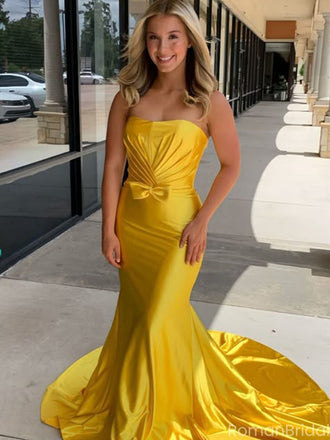 Elegant Yellow Sweetheart Mermaid Long Prom Dress Ideas, Evening Party Dresses, OLP1454